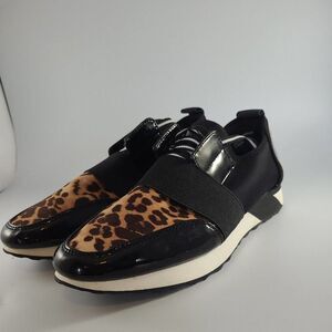 C Est 1946 Lepard Skin Tennis Shoes Flats sz 9 M Black Black Sneaker Barely Worn
